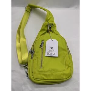 Sasha+Sofi Lime Neon Green Crossbody Purse Travel Shoulder Bag Business Pockets